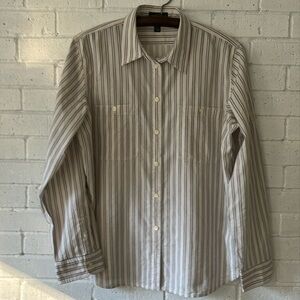 LRL Lauren Jeans Co. Button Up Shirt Blouse Sz XL Long Sleeve Stripe Preppy.